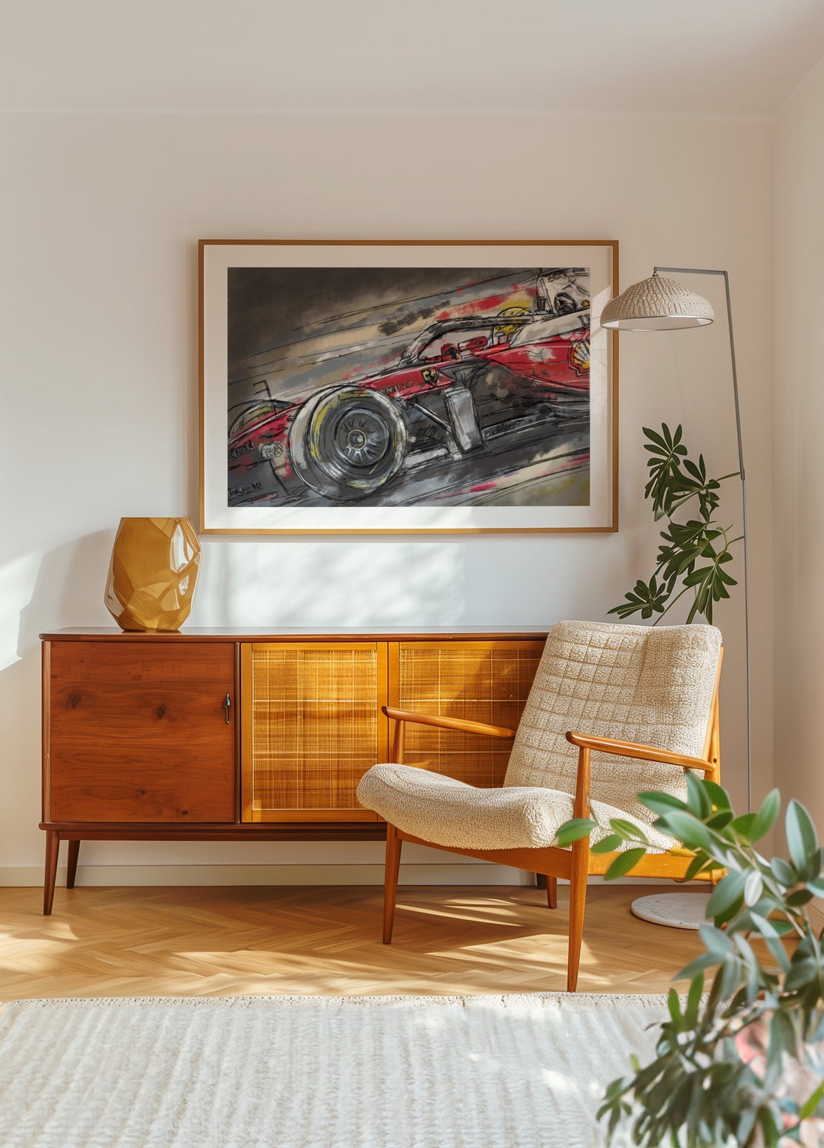 Punase võidusõiduauto eskiis
