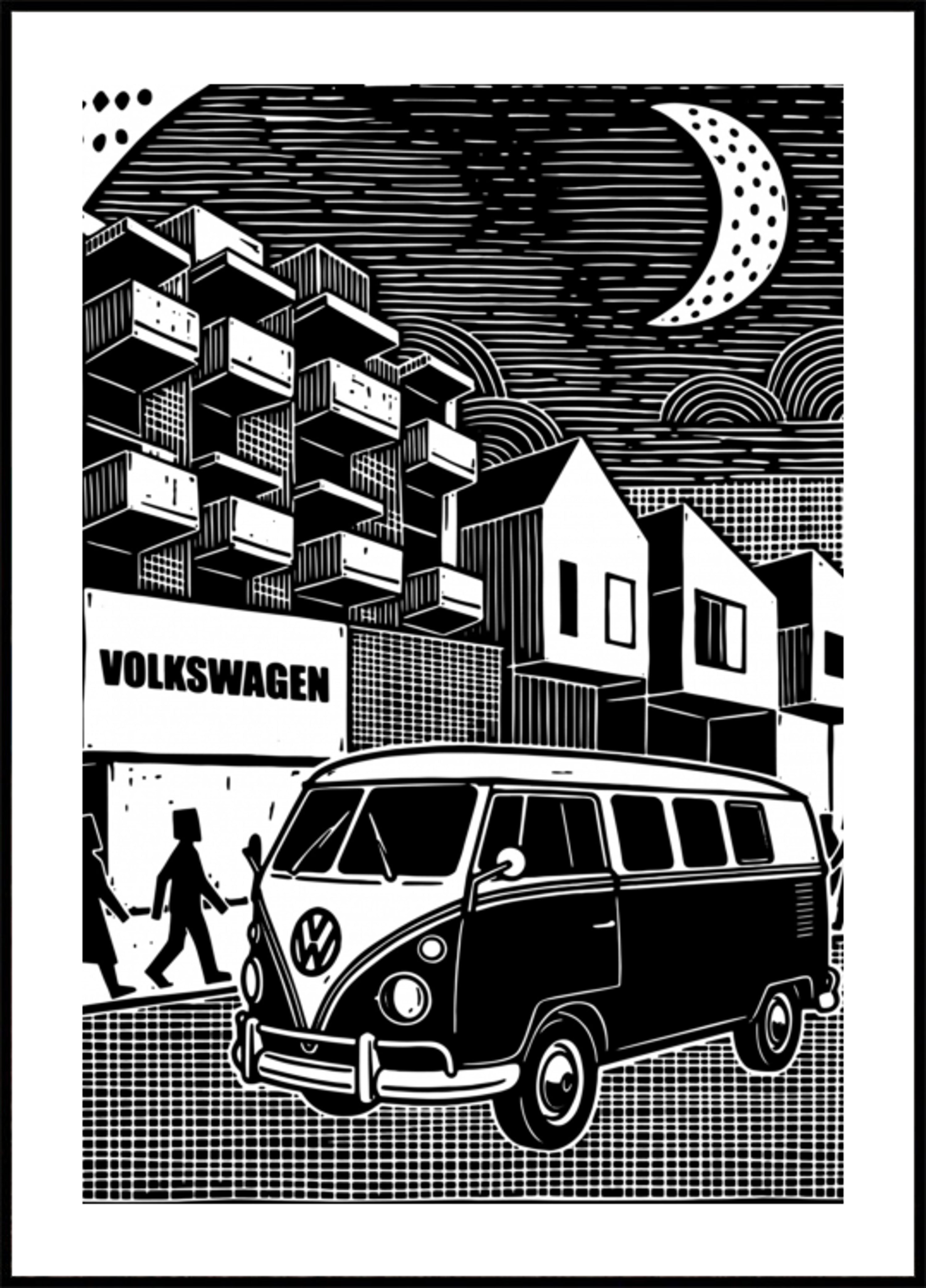 Vintage Van pilsētas nakts