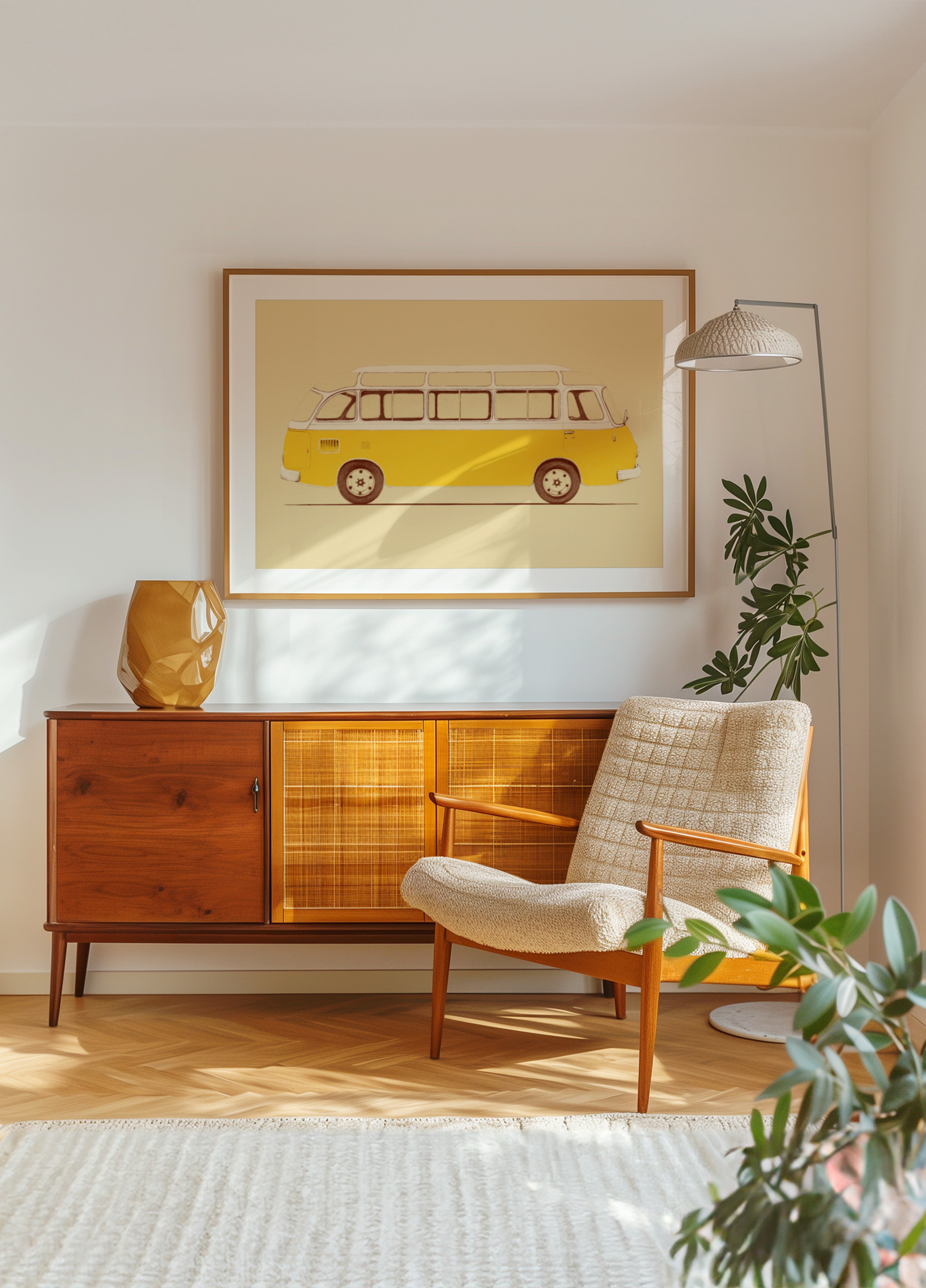Vintage dzeltenais autobuss