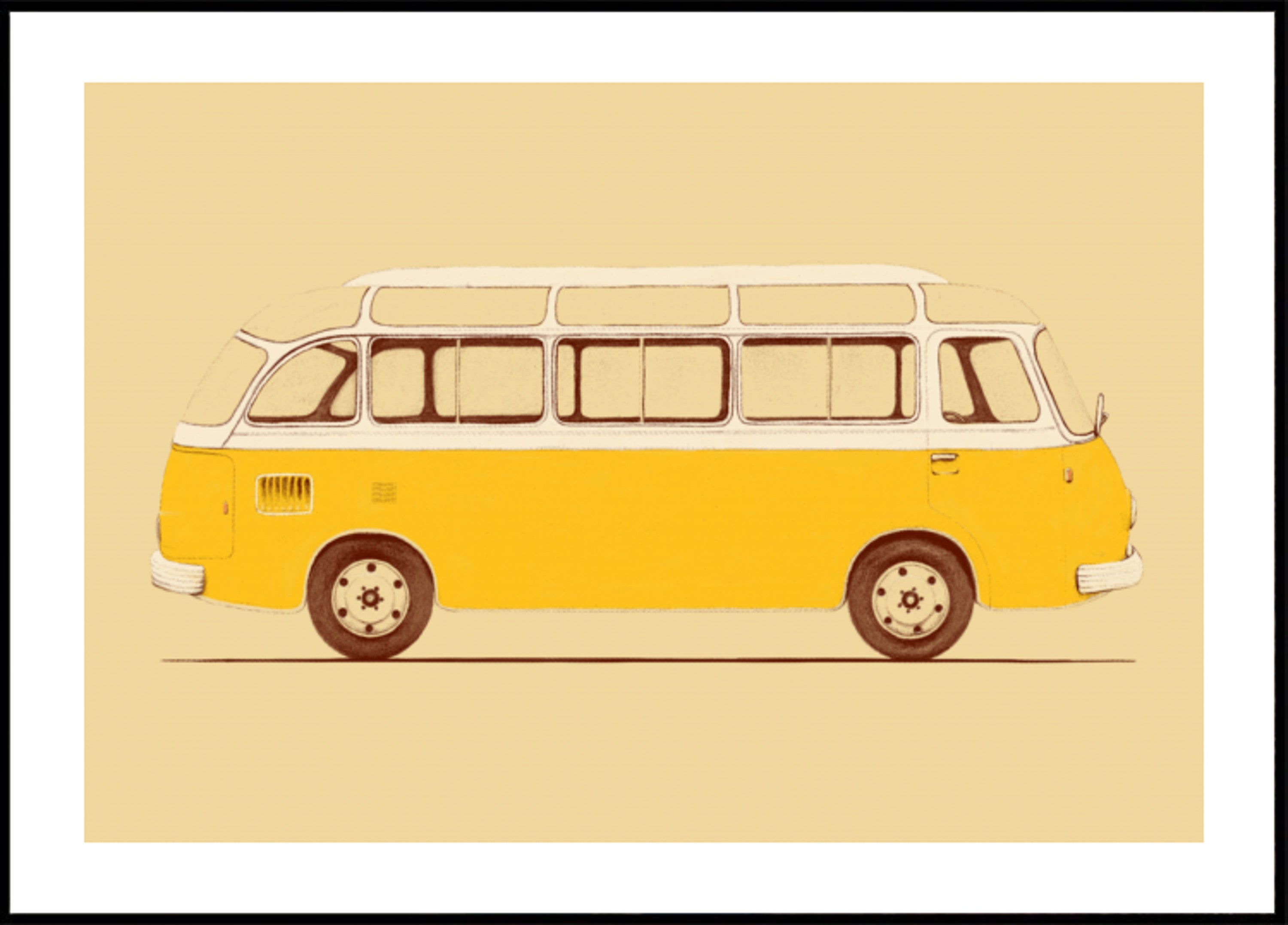 Vintage dzeltenais autobuss