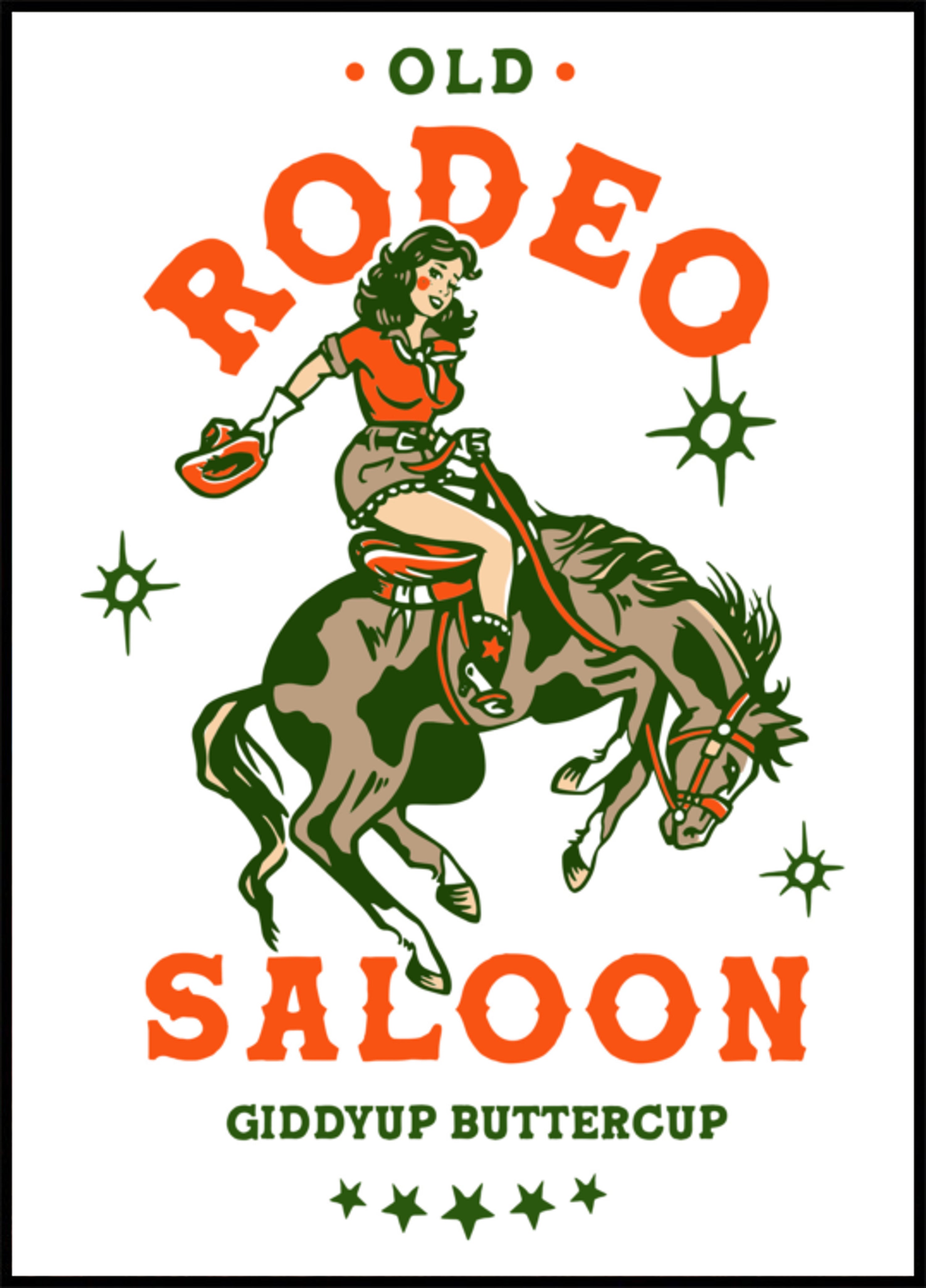 Old Rodeo Saloon Cowgirl: Giddyup Bottercup