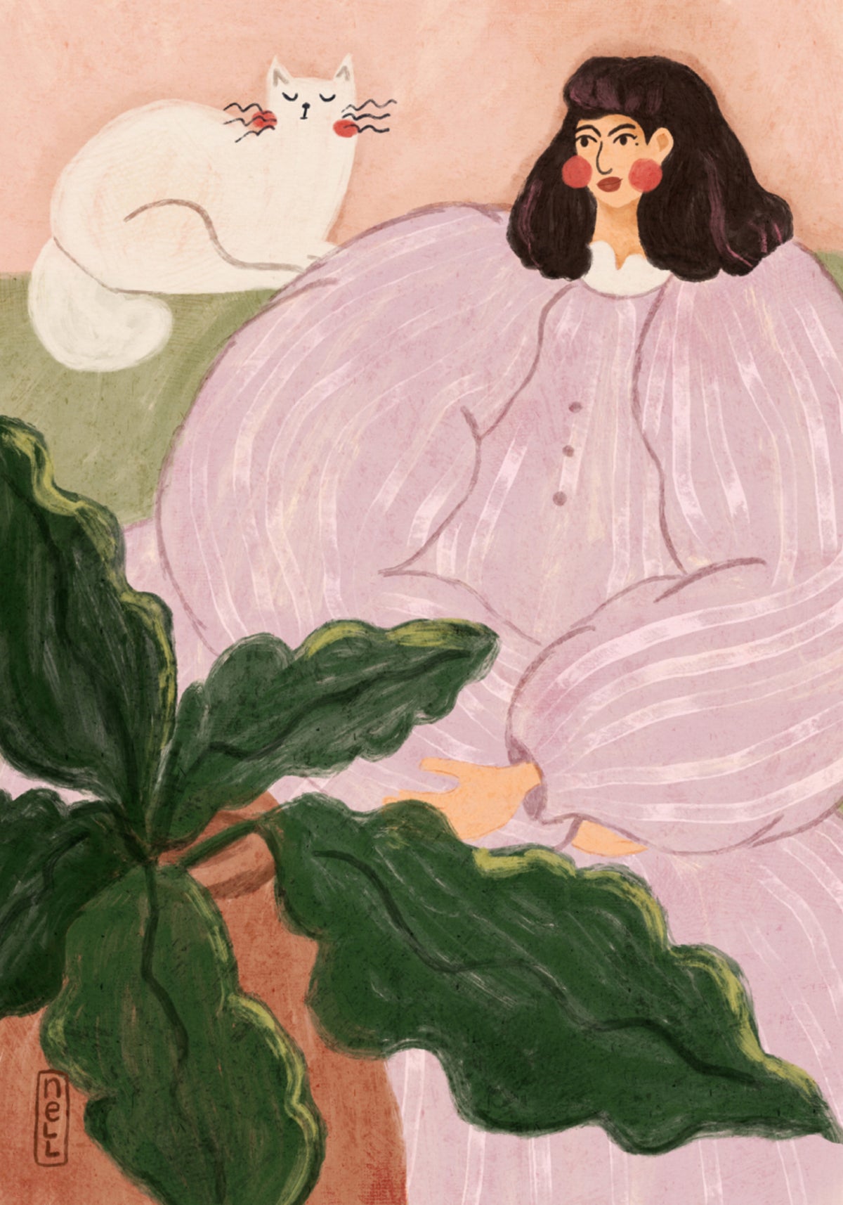 Cozy Woman With Cat