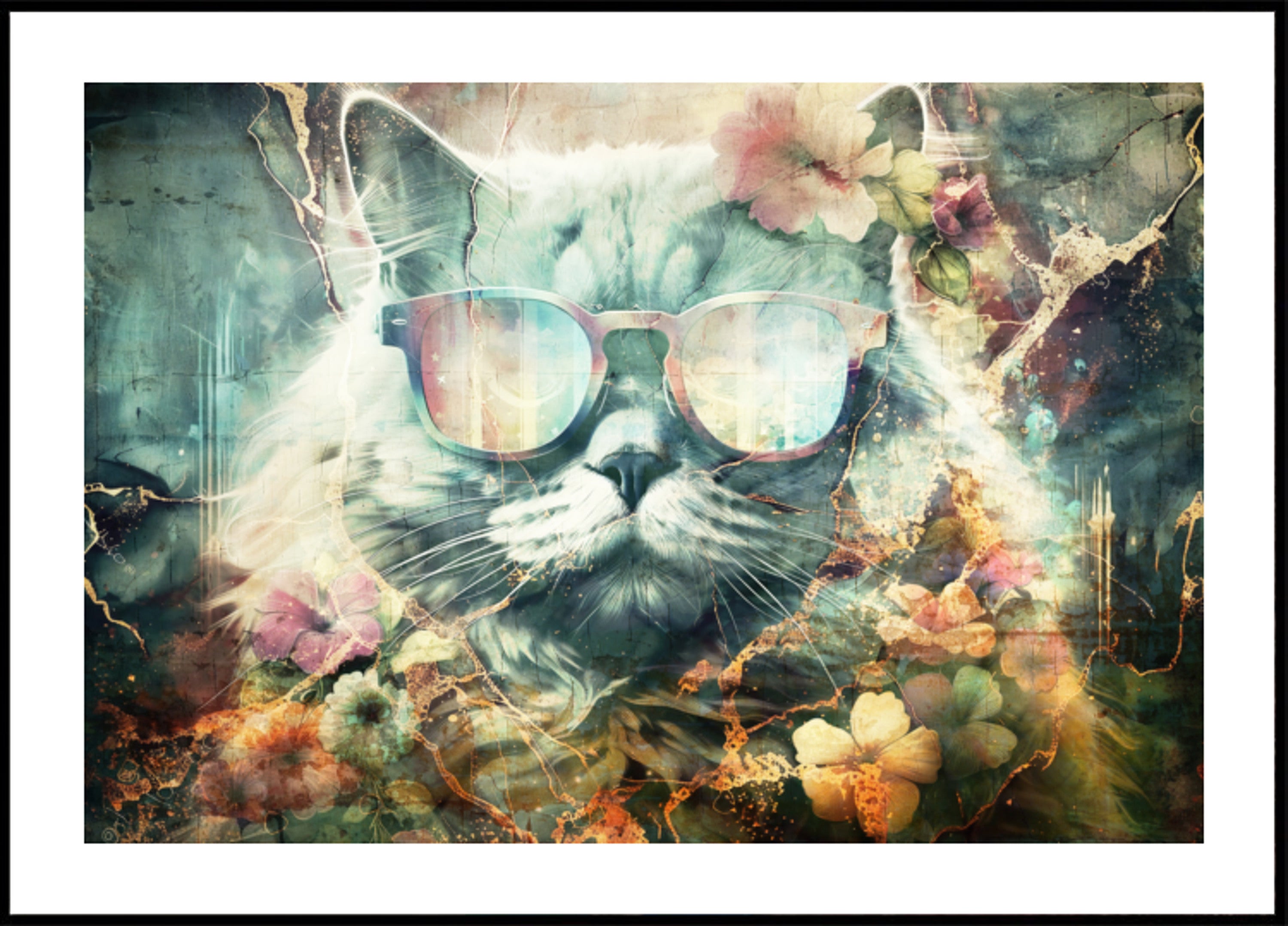 Vintage Blummen Cat