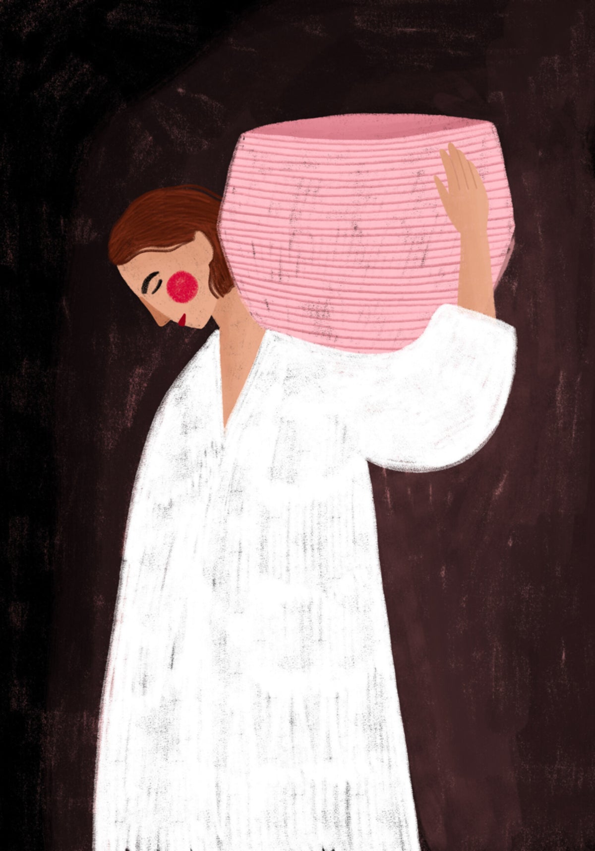 Serene Woman Carrying Basket