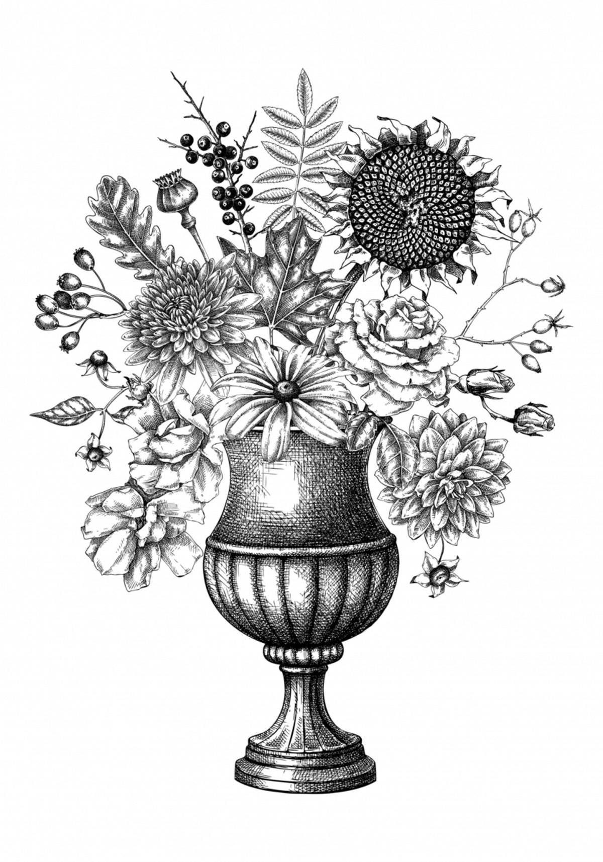 Elegant Autumn Floral Urn