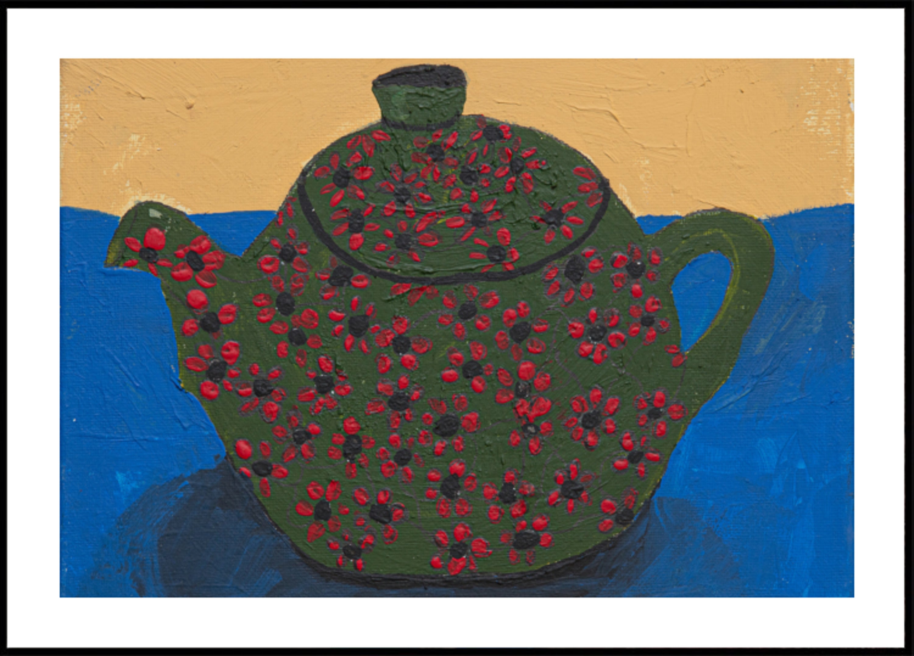 Green Floral Teapot Still Life