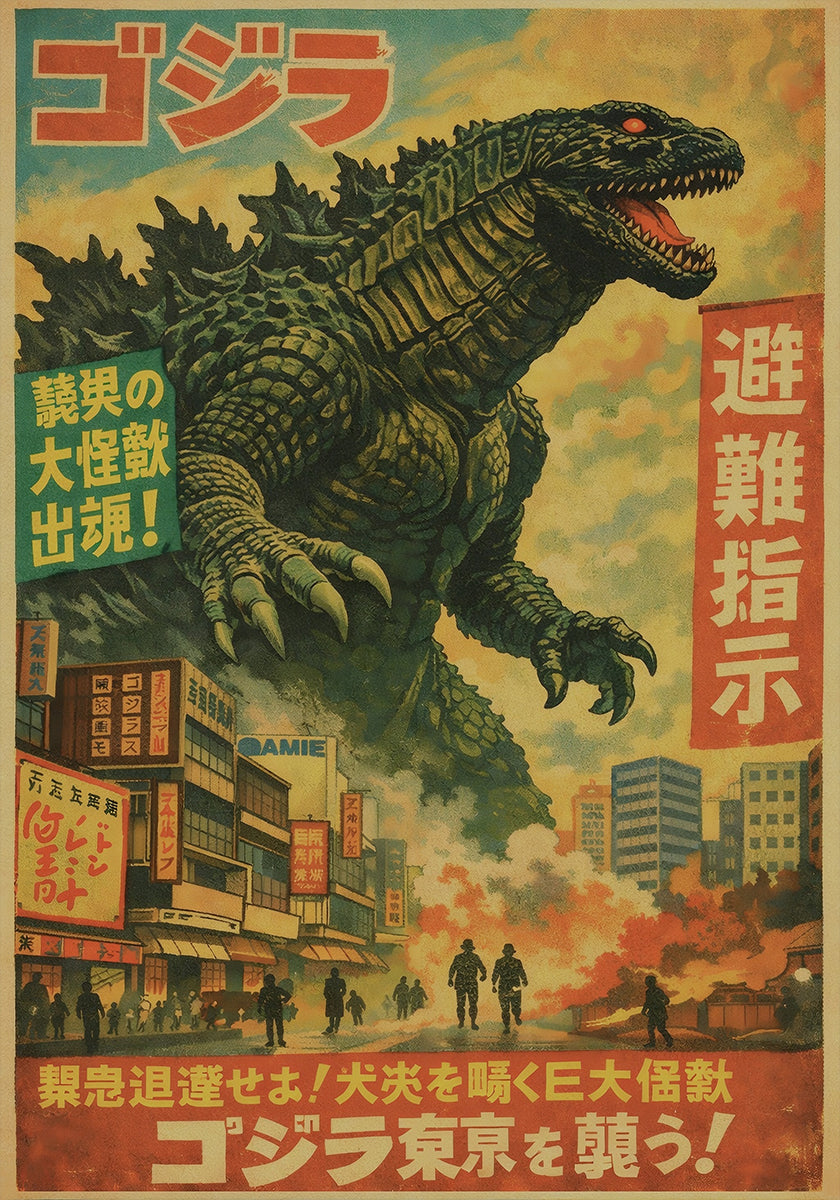 Vintage Godzilla Rampage Poster - Posterbox