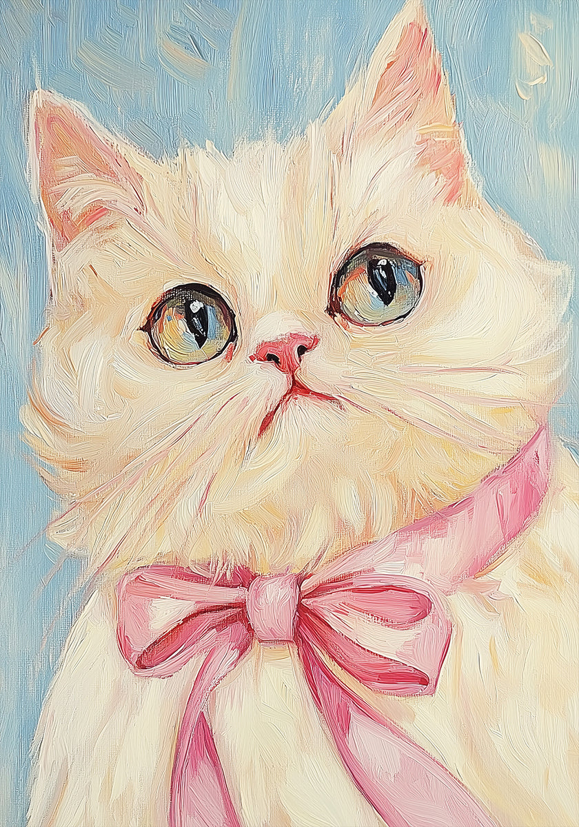 Pink Bow White Cat (NEW) - Posterbox