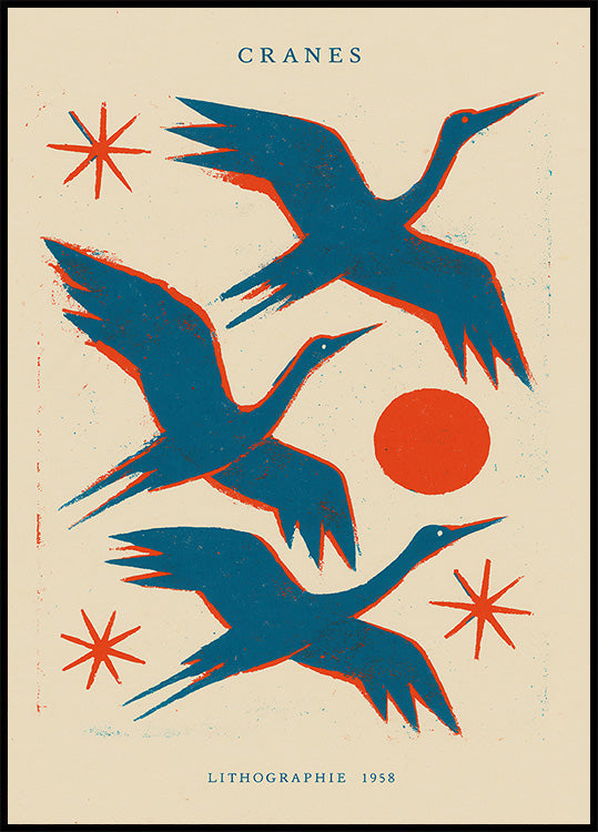 Cranes lithographie (NEW) - Posterbox