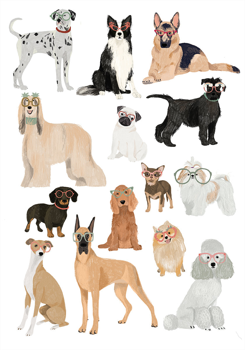 Dogs in glasses Print Plakat - Posterbox