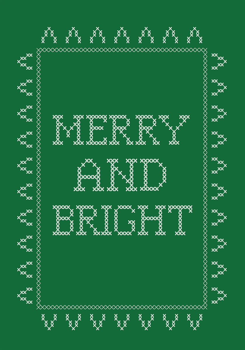 Merry and Bright - Cross Stitch - Green Plakat - Posterbox