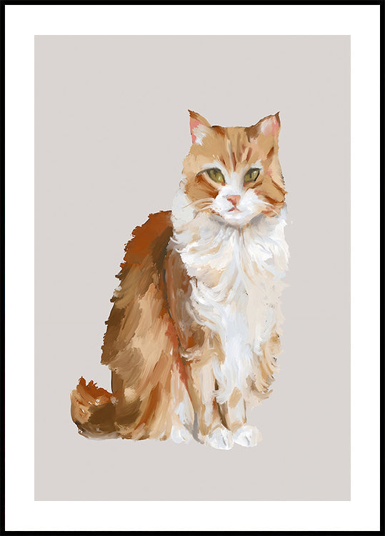 Professional Supervision fluffy cat oil painting (NEW) - Posterbox