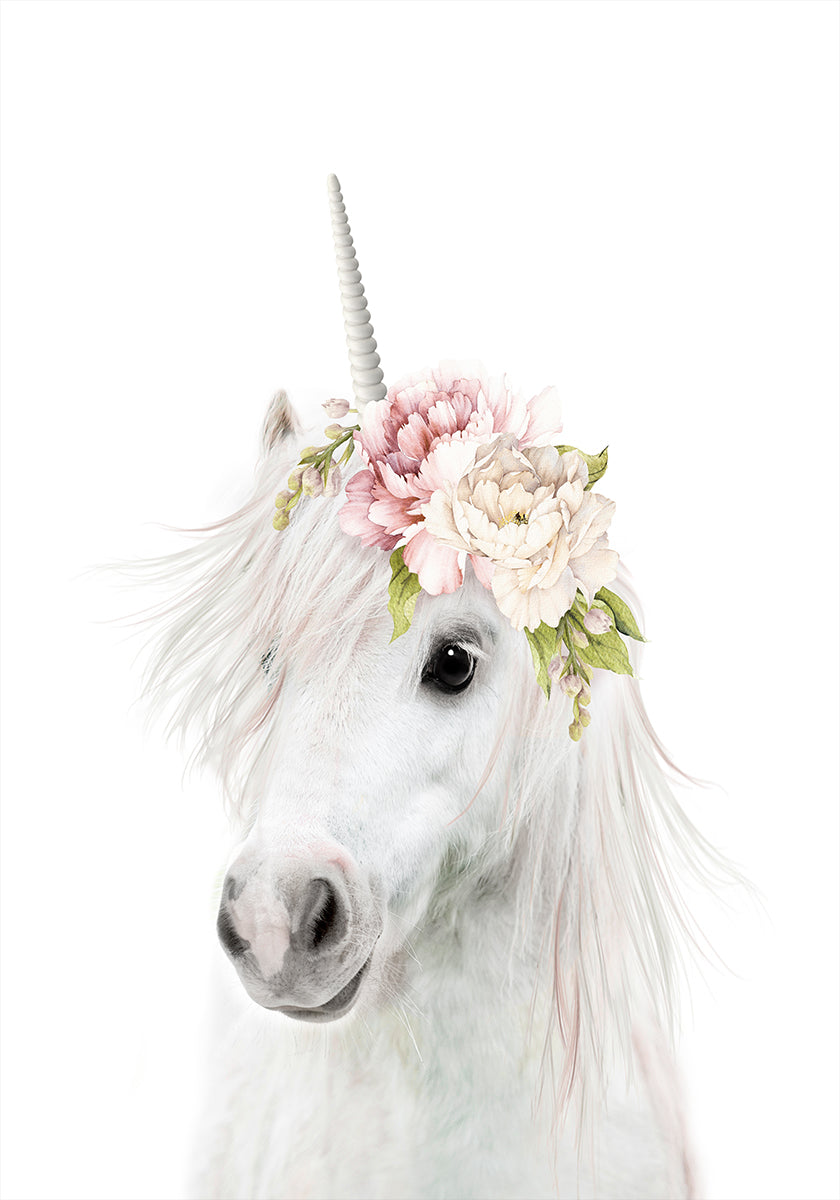 Floral Unicorn Plakat - Posterbox