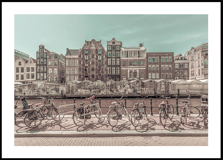 AMSTERDAM Singel Canal with Flower Market | urban vintage style Plakat - Posterbox