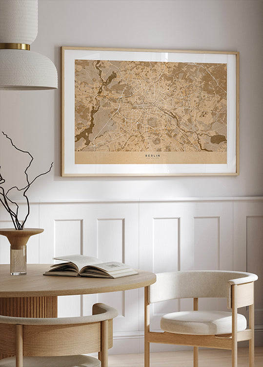 Sepia vintage mapa Berlína v Nemecku (NOVINKA)