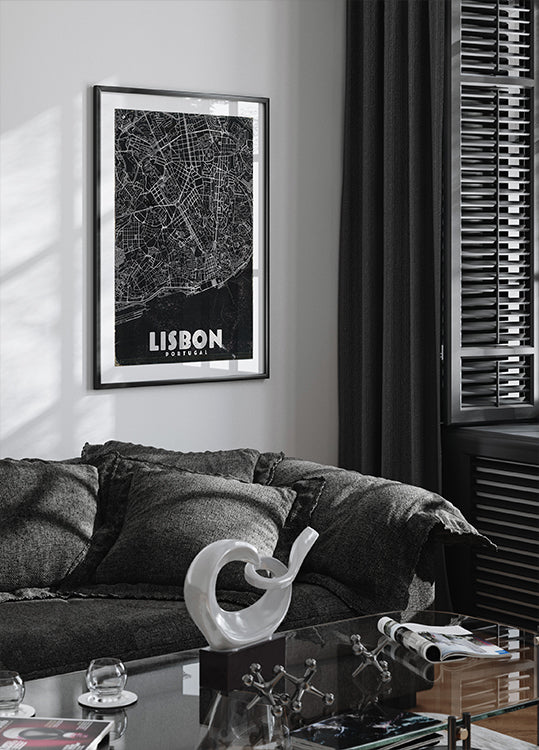 Lisbon Portugal Vintage Travel Map Plakat