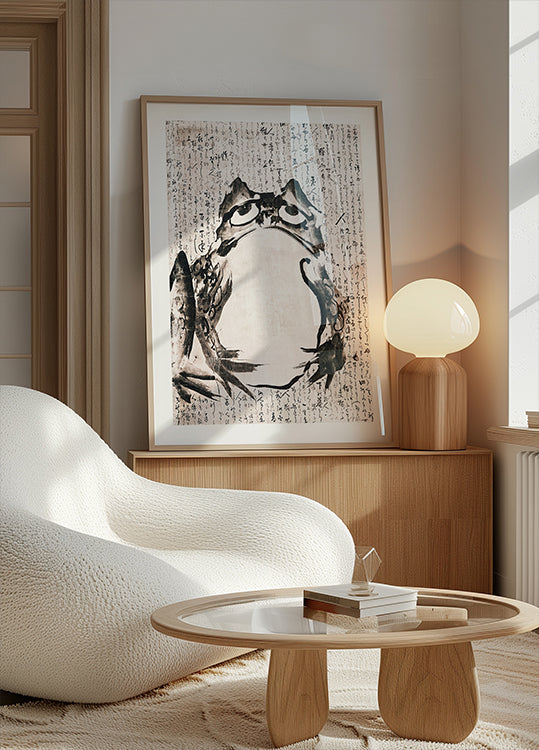 Japanese Frog (late 18th 19th Century) Vintage Ink and Color On Paper Poster