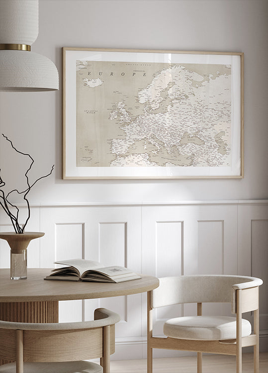 Senlaicīga izskata detalizēta Eiropas karte (JAUNA)