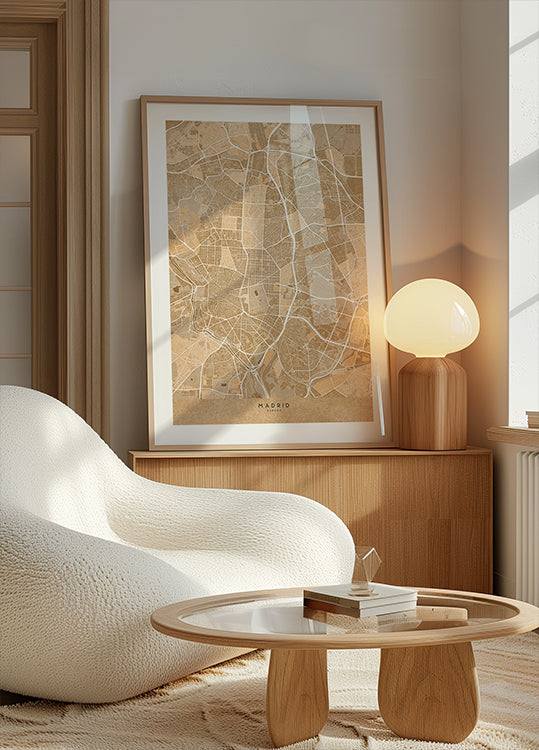 Harta Madrid (Spania) în stil vintage sepia Poster