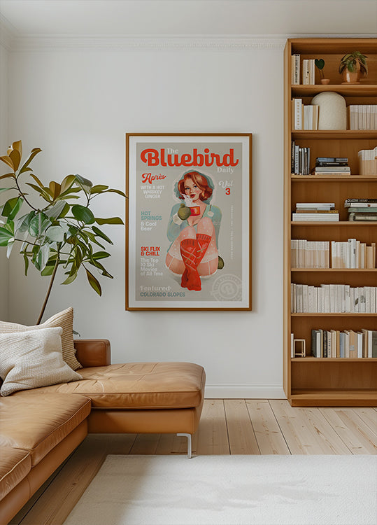 Bluebird Daily Vintage Pin Up lyžiarsky umelecký plagát
