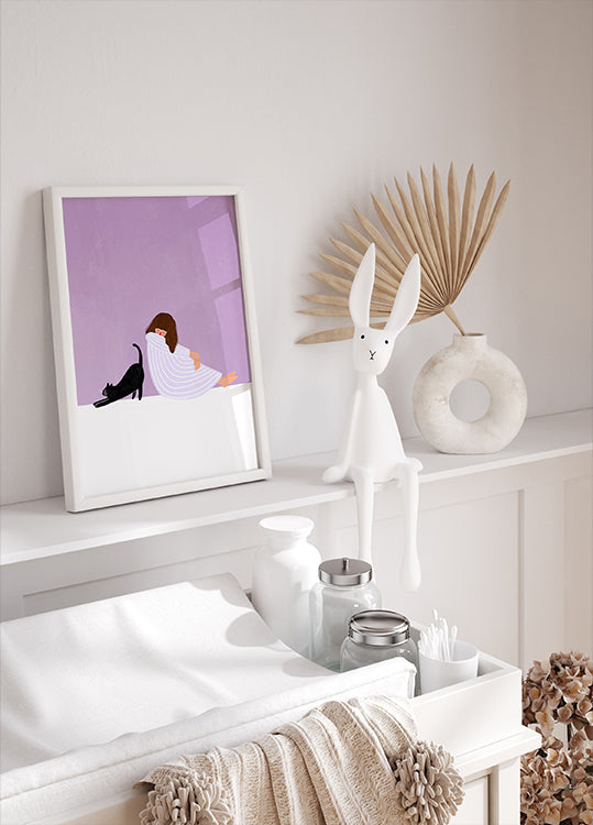 Lány és macska poszter