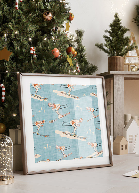 Ziemas sporta veidi Retro Vintage Ski Blue.png (JAUNS)