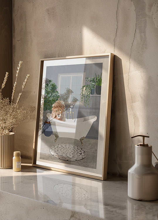 Oroszlán megfürdik Poszter