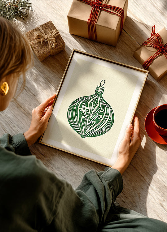 Woodcut Bauble Plakat