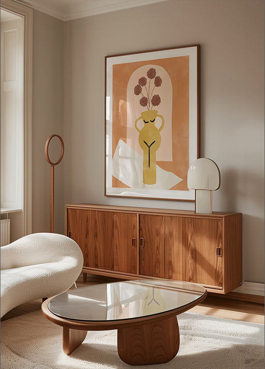 Štylizovaná váza pripomínajúca ženský plagát