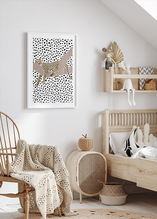Leopard Sleeping Polka Dots Poster