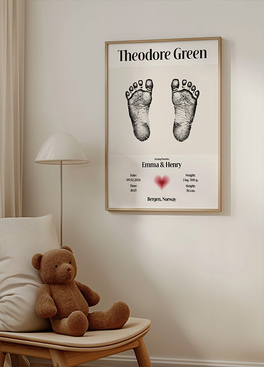 Baby Footprint Perséinlech Affiche