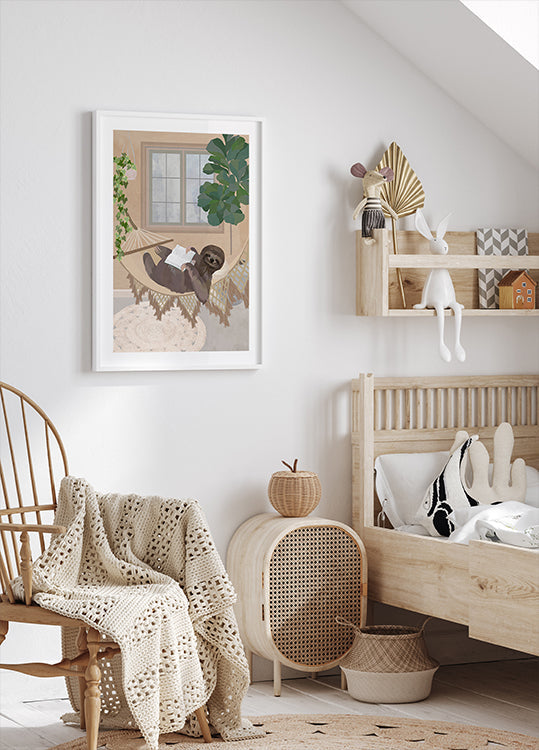 Lazy sloth in hammock Poster