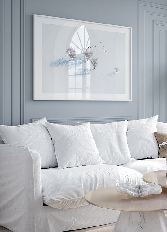 Poster copaci și păsări