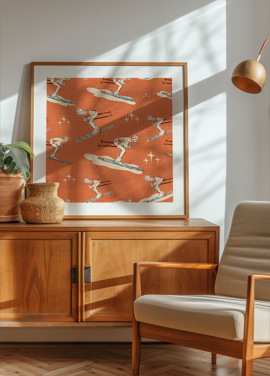 Ziemas sporta veidi Retro Vintage Ski Blue.png (JAUNS)