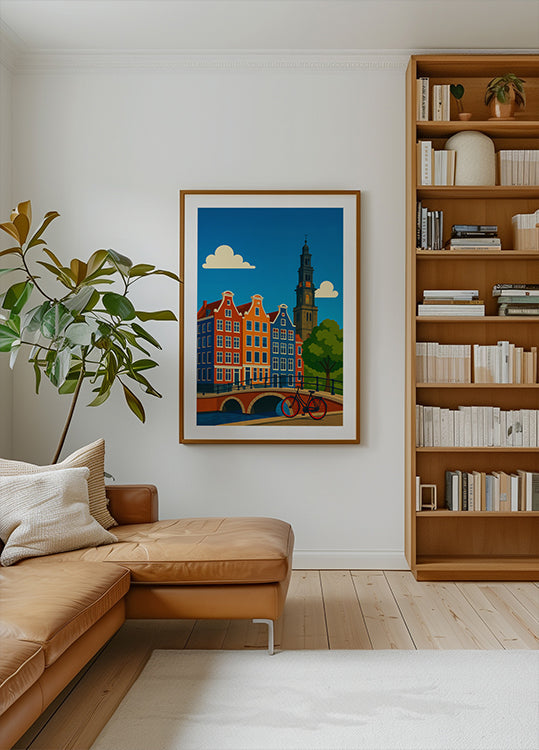 Canalul Amsterdam și poster pentru biciclete