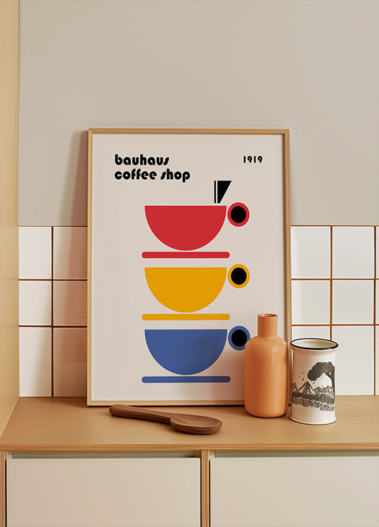 Bauhaus Kaffi Minimalistesch Affiche
