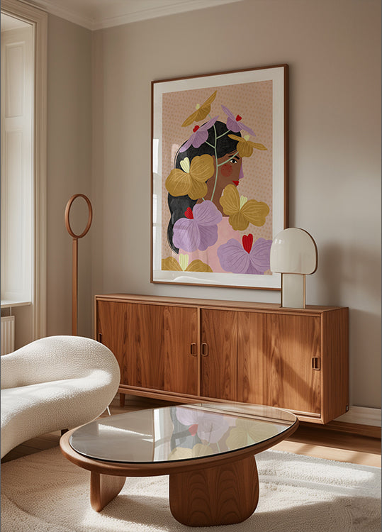 Kollaste lillade lillede plakati taha peidetud