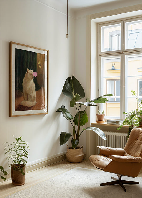 Bubble Gum and Cat Poster