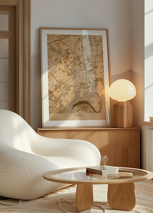 Sepia vintage mapa centra Drážďan v Nemecku (NOVINKA)