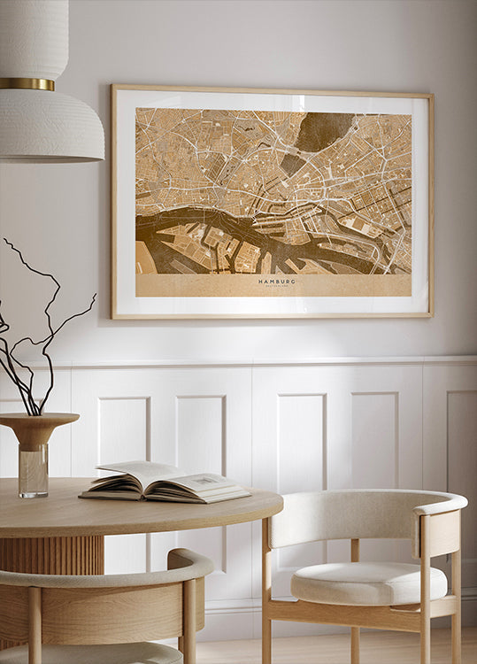 Sepia Vintage Kaart vun Hamburg matten Däitschland (NEW)