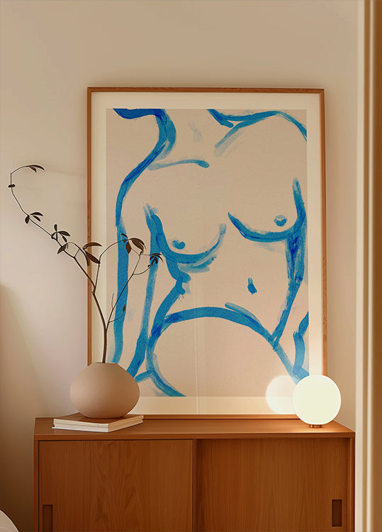 Blue Contour Nude Plakāts