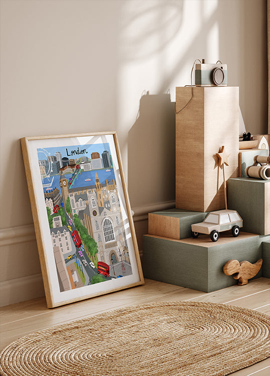 London City mat Vue op den Themse River a Big Ben vum Kënschtler Carla Daly Poster