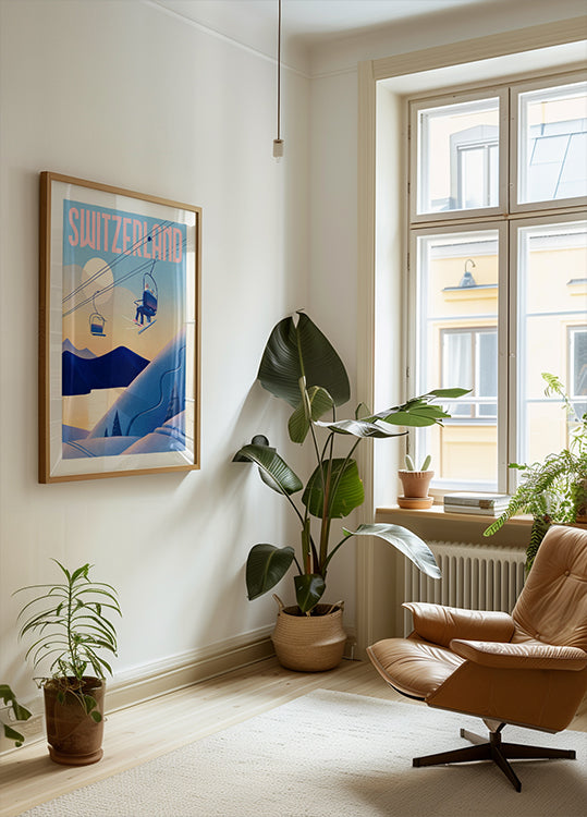 Slidinėjimo Šveicarijos plakatas