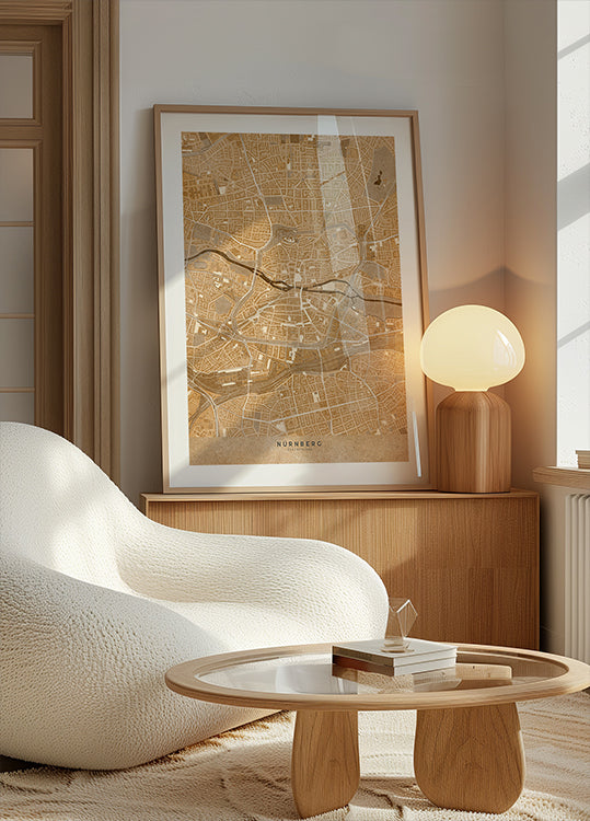 Sepia vintage map of Nuremberg downtown Germany (NEW)