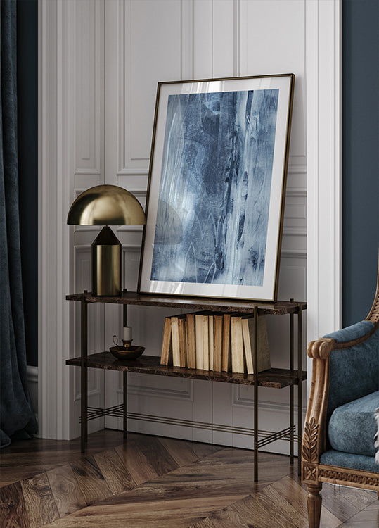 Blue Texture Flowing Vertical Lines Plakat