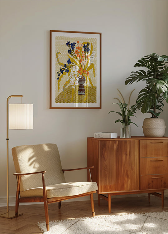 Lilleline kaasaegne vaikelu sinepikollane plakat