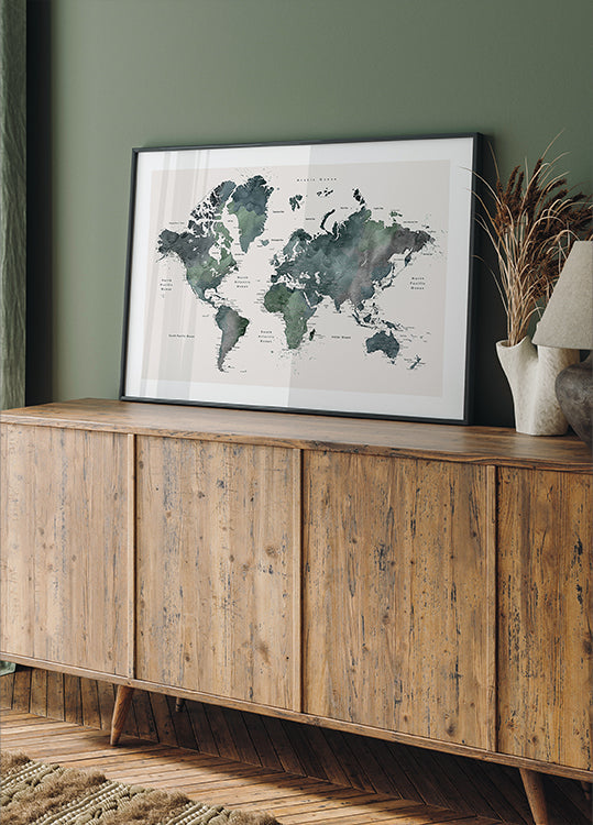 Akvarelová mapa sveta s mestami, Makoa (NOVINKA)