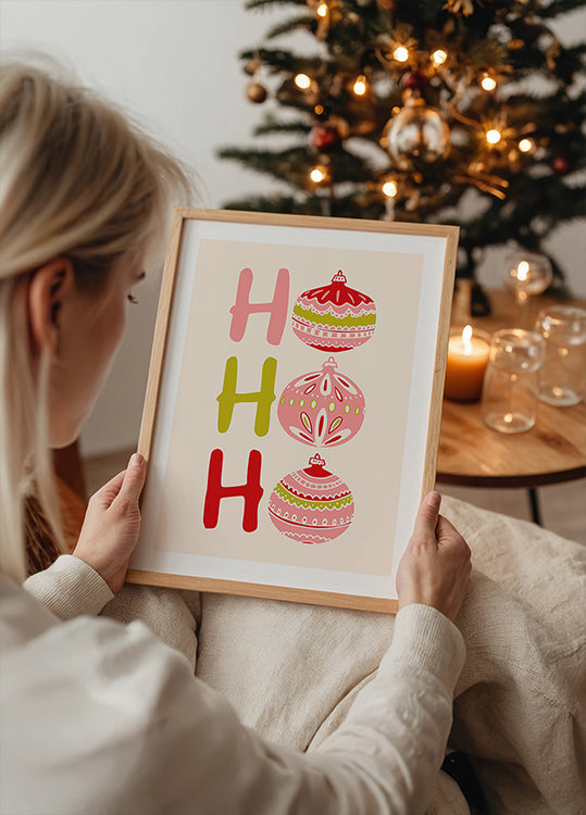 HoHoHo Veselý malý vianočný ilustračný plagát