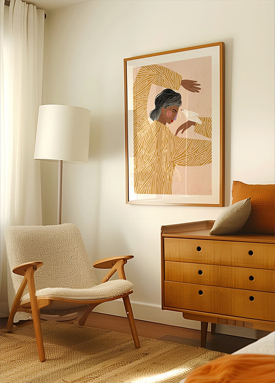 Naine linnuga plakat