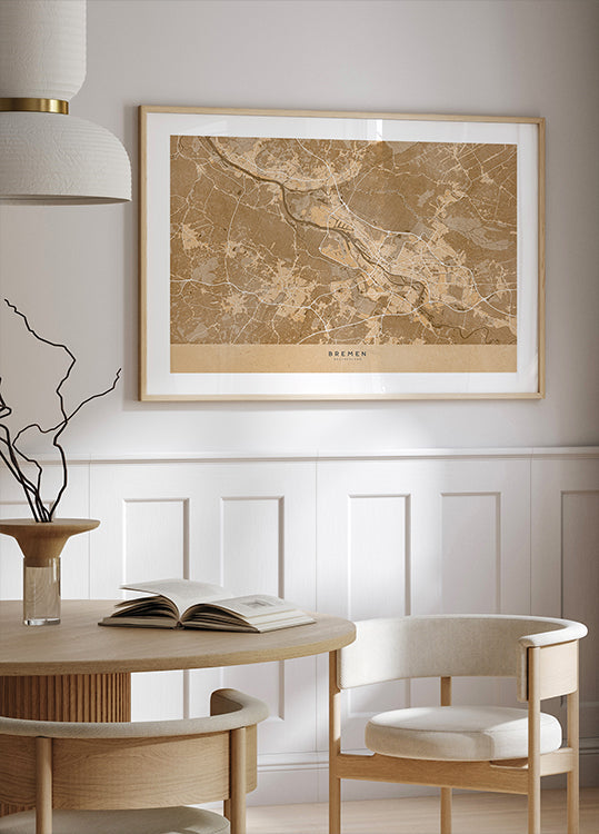 Sepia vintage mapa Brém Nemecko (NOVINKA)